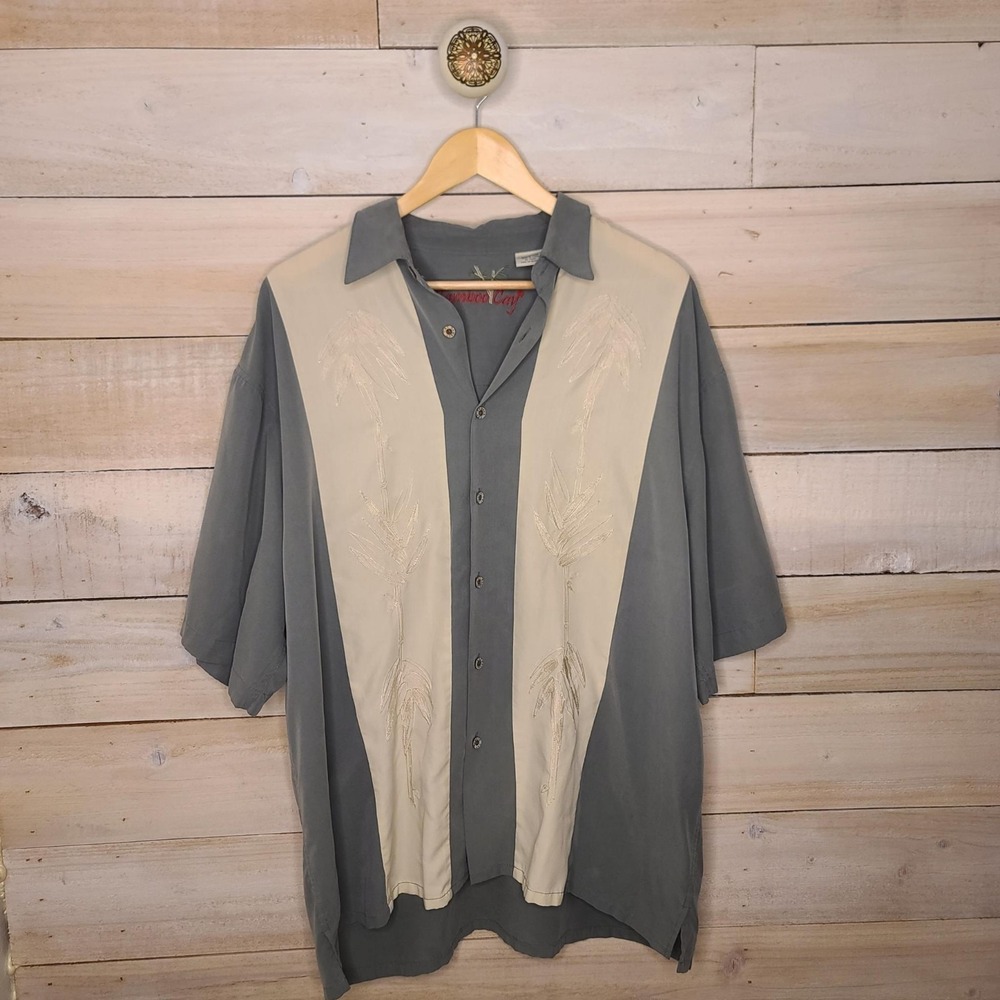 Bamboo Cay Paneled Bamboo Men XL Mid-century Aesthetic Seafoam Bowling Shirt